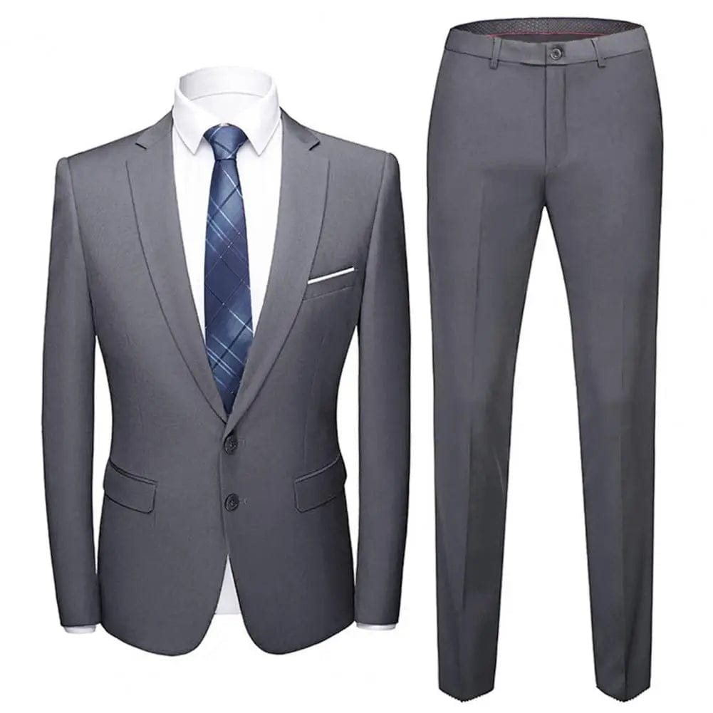  Showlu Fashion Store Grey / 2XL Wedding Suit For Men Set Elegant Blazers Formal 2 Pieces Full Jackets Pants Classic Business Coats 2024