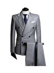 SHOWLU FASHION STORE Grey / L Black/Gray Men's 2 Pieces Formal Jacket & Pants Slim Fit Double Breasted Suits Business Wedding Tuxedos for Men Casual Clothing