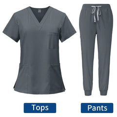 SHOWLU FASHION STORE grey / S Slim Fit Medical Scrubs Uniform Women Scrub Sets Nursing Accessories Hospital Surgery Gowns Dental Clinic Beauty Salon Workwear