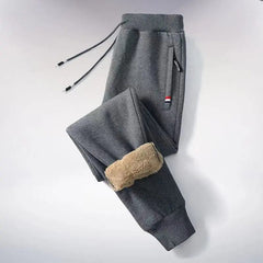  Showlu Fashion Store Grey2 / M Winter Lambswool Warm Casual Pants Men's Fitness Jogging Sweatpants Male Solid Drawstring Bottoms Fleece Straight Trousers M-5Xl