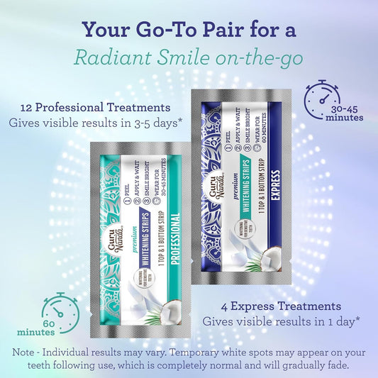 SHOWLU FASHION STORE GuruNanda Teeth Whitening Strips -16 Day Treatments - Enamel-Safe Teeth Whitening for Sensitive Teeth, Non-Slip, Dry Strip Technology