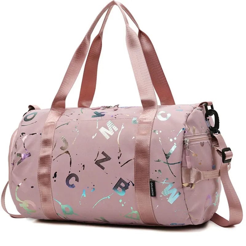  Showlu Fashion Store Gym Yoga Sport Dance Bag For Girl Boy Graffiti Letters Printing Travel Fitness Siwmming Dry Wet Waterproof Crossbody Deffle Bag