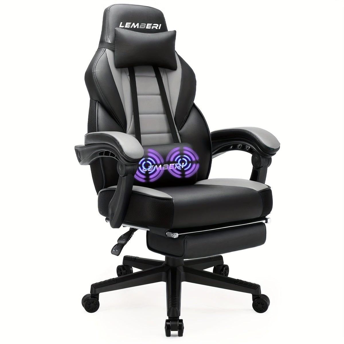 Big and tall SHOWLU FASHION STORE gaming chair with footrest, ergonomic design, black upholstery, and sturdy 400lb capacity.