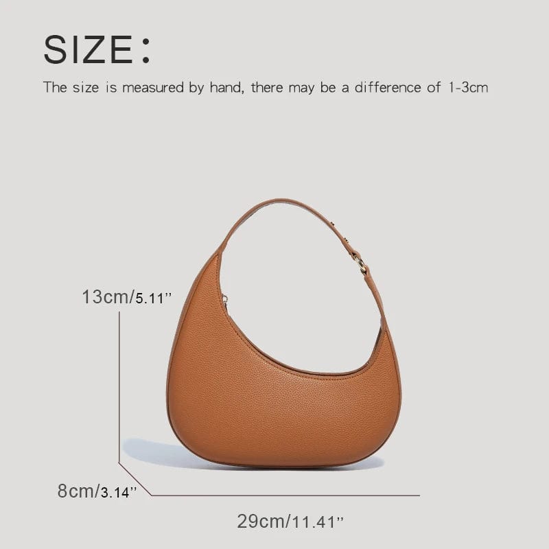 SHOWLU FASHION STORE Half Moon Bags For Women Luxury Designer Handbags And Purses 2024 New In Vintage PU Lychee Texture Rivet Small Underarm Shoulder