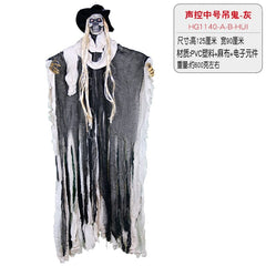  Showlu Fashion Store Halloween Props KTV Haunted House Bar Night Show Decoration Supplies Horror Ghost Toy Voice Control Witch Small Hanging Ghost