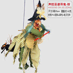  Showlu Fashion Store Halloween Props KTV Haunted House Bar Night Show Decoration Supplies Horror Ghost Toy Voice Control Witch Small Hanging Ghost