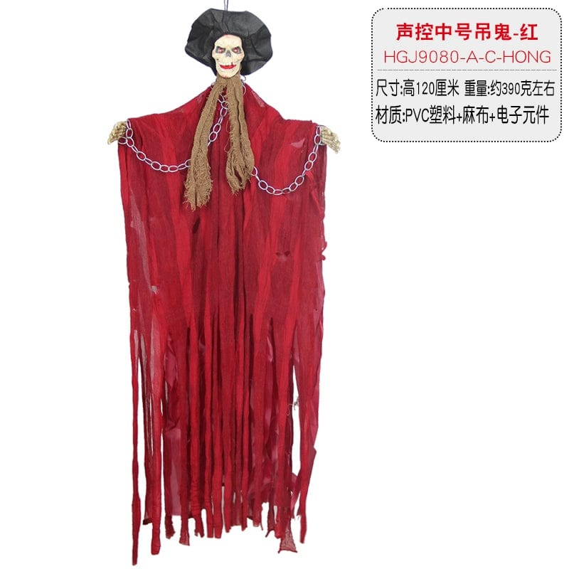 Showlu Fashion Store Halloween Props KTV Haunted House Bar Night Show Decoration Supplies Horror Ghost Toy Voice Control Witch Small Hanging Ghost