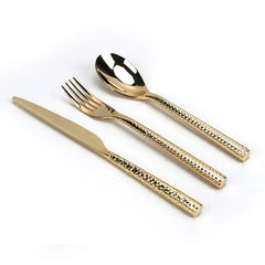  Showlu Fashion Store Hammer point knife fork spoon three-piece set Hotel Table Setting Household Bone China Set Black Golden Edge Luxury Model Room Tableware Flat Plate Western Food/Steak Dinner Plate Dish