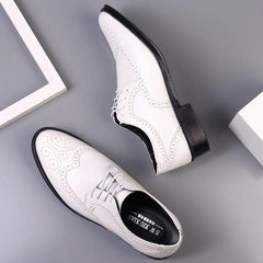 SHOWLU FASHION STORE Handcrafted Mens  Oxford Shoes Genuine Calfskin Leather Brogue Dress Shoes Classic Business Formal Shoes Man