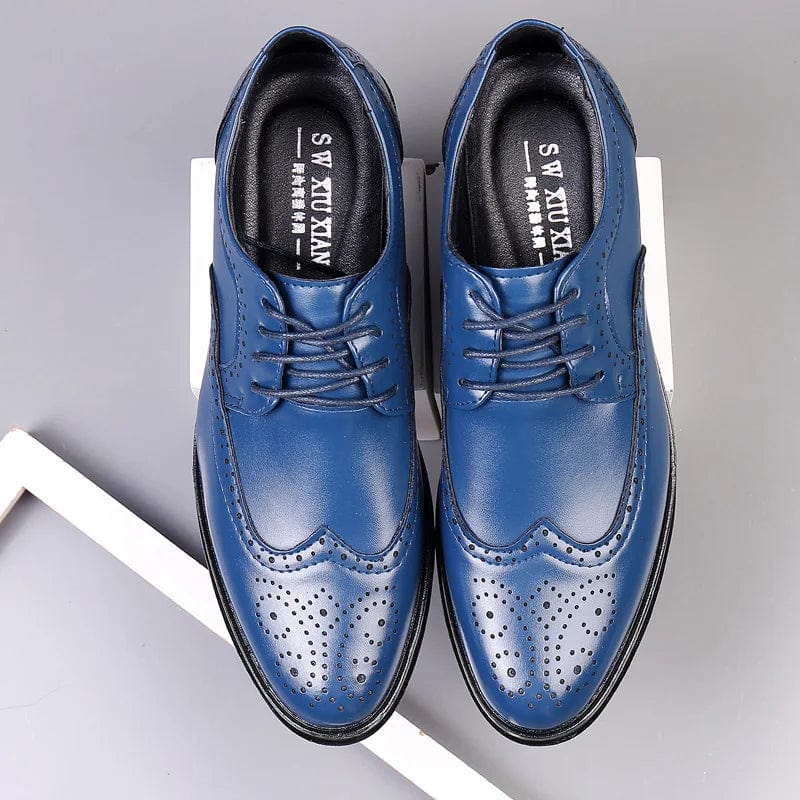 SHOWLU FASHION STORE Handcrafted Mens  Oxford Shoes Genuine Calfskin Leather Brogue Dress Shoes Classic Business Formal Shoes Man