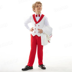  Showlu Fashion Store Handmsome Single Button Boy's Suit Set Comfortable Safe Kids Formal Suits Jacket Vest Pants Bow-tie Luxury Set Child Tuxedo