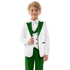  Showlu Fashion Store Handsome Child Fomal Dress Suit Set Wedding Prom Casual Boys 4 Pieces Blazer Vest Pants Bow Tie Suits For Birthday Party