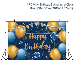 Showlu Fashion Store HB style 09 Black Golden Happy Birthday Backdrop Banner Background 30th 40th 50th Birthday Photo Background Birthday Party Backdrop Decor