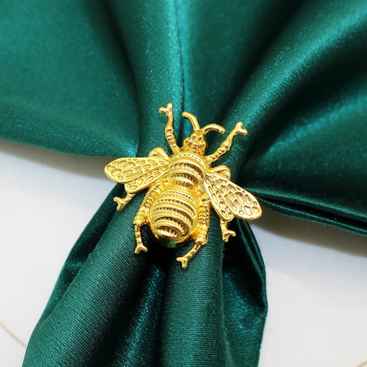 Showlu Fashion Store HB46-Gold 6Pcs Bee Napkin Holders Metal Bumblebee Napkin Rings Bulk for Party Decoration Dinning Table Everyday Family Gatherings