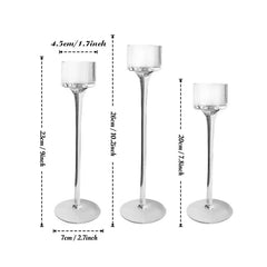  Showlu Fashion Store HGA0012668-C / CHINA Glass Candleholder Clear TeaLight Candle Holder Holiday Wedding Tall Elegant Ideal for Home Dining Party Table Centerpiece Decor