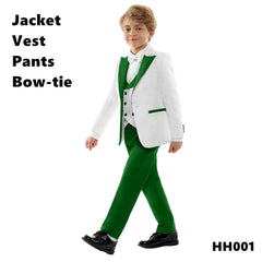  Showlu Fashion Store HH001 Green / 3T Spring Children's Formal Dress Suit Set Flower Boy Wedding Host Performance Party Costume Kids Blazer Pants Vest Outfit