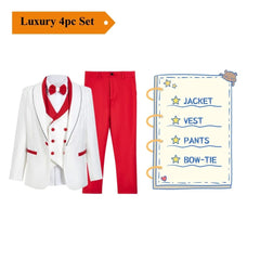  Showlu Fashion Store HH025 Red / 14T Handmsome Single Button Boy's Suit Set Comfortable Safe Kids Formal Suits Jacket Vest Pants Bow-tie Luxury Set Child Tuxedo