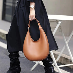 SHOWLU FASHION STORE Hifashion Genuine Leather Underarm Shoulder Bags For Women 2024 Trend Designer Half Moon Crossbody Purses Tote Ladies Handbags