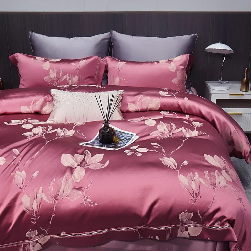 SHOWLU FASHION STORE High End Mulberry S i l k Jacquard Bedding Set  4-piece Duvet Cover Set 200*230CM 220*240CM Flat Sheet Bedding