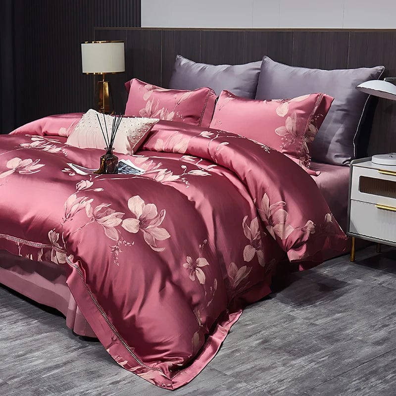 SHOWLU FASHION STORE High End Mulberry S i l k Jacquard Bedding Set  4-piece Duvet Cover Set 200*230CM 220*240CM Flat Sheet Bedding