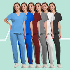 SHOWLU FASHION STORE High Quality Uniforme Medical Nurse Uniform Scrub Set Women and Men's Modern V-Neck Top and Pant Hospital Workwear Doctor Suits