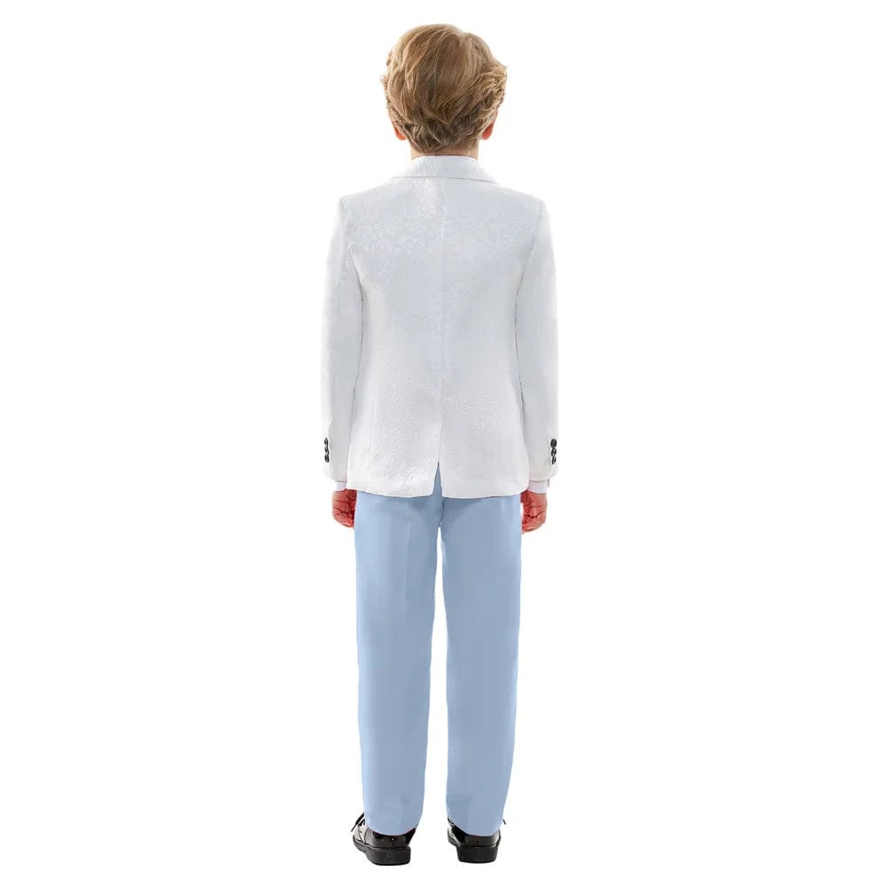  Showlu Fashion Store Hot Sale Classic 4PCS Suit For Boys Elegant Sky Blue Suit Set Smart Single Breasted Boy's Suit Blazer Vest And Pants For Party