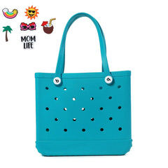  Showlu Fashion Store hulan- kou / L Large Boggs Beach Bag Summer EVA Beach Basket Women Picnic Tote Bag Holes Waterproof Handbag Pouch Shopping Shoulder Bag