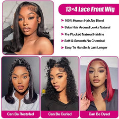 SHOWLU FASHION STORE Human Hair 150% Bob Wig Straight Short Bob Wigs 8-16Inch Brazilian Virgin Human Hair 13x4 Lace Frontal Wig 4x4 Lace Closure Wigs