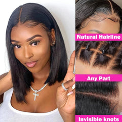 SHOWLU FASHION STORE Human Hair 150% Bob Wig Straight Short Bob Wigs 8-16Inch Brazilian Virgin Human Hair 13x4 Lace Frontal Wig 4x4 Lace Closure Wigs