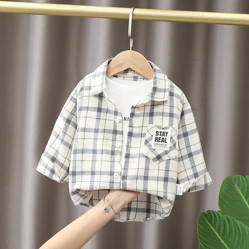  Showlu Fashion Store IENENS Kids Shirt Clothes Spring Thin Blouses Clothing Infant Boy Plaid Cotton Tops 1 2 3 4 Years Kids Long Sleeves Shirt