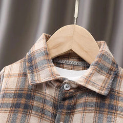  Showlu Fashion Store IENENS Kids Shirt Clothes Spring Thin Blouses Clothing Infant Boy Plaid Cotton Tops 1 2 3 4 Years Kids Long Sleeves Shirt