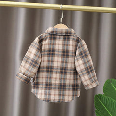  Showlu Fashion Store IENENS Kids Shirt Clothes Spring Thin Blouses Clothing Infant Boy Plaid Cotton Tops 1 2 3 4 Years Kids Long Sleeves Shirt