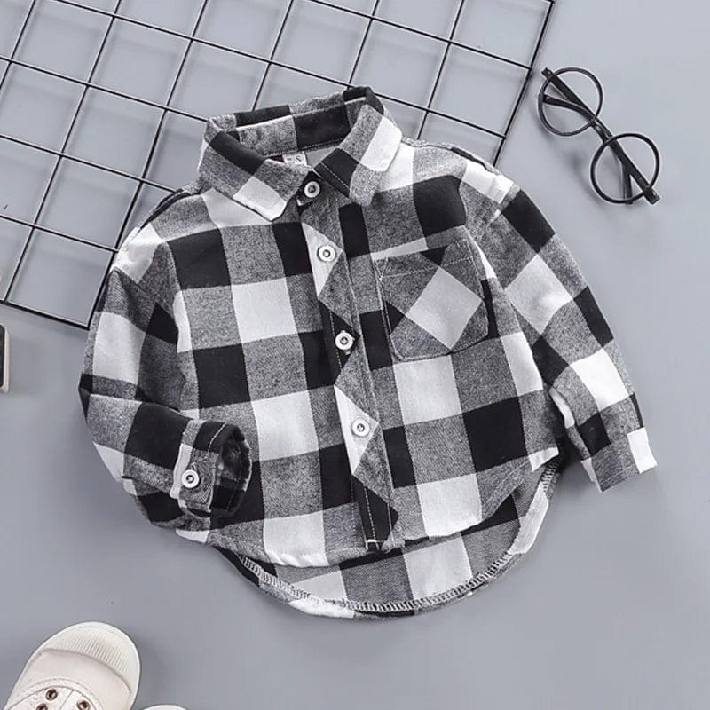  Showlu Fashion Store IENENS Kids Shirt Clothes Spring Thin Blouses Clothing Infant Boy Plaid Cotton Tops 1 2 3 4 Years Kids Long Sleeves Shirt