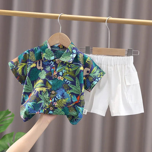  Showlu Fashion Store IENENS Summer Clothing Sets Baby Clothes Cotton Short Sleeve Shirt + Shorts Outfits Kids Wear Child Boy's Suits Causal Dress