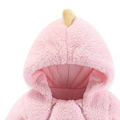  Showlu Fashion Store Infant Boys Girls Fleece Jumpsuit Winter Long Sleeve Cartoon Hooded Romper Newborn Fleece Warm Jumpsuit 0-24 Months Baby Clothes