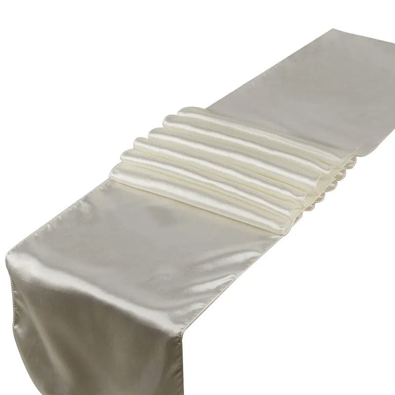 Showlu Fashion Store Ivory 10Pcs/Set Satin Table Runner 30cm x 275cm For Wedding Party Event Banquet Home Table Decoration Supply Table Cover Accessories