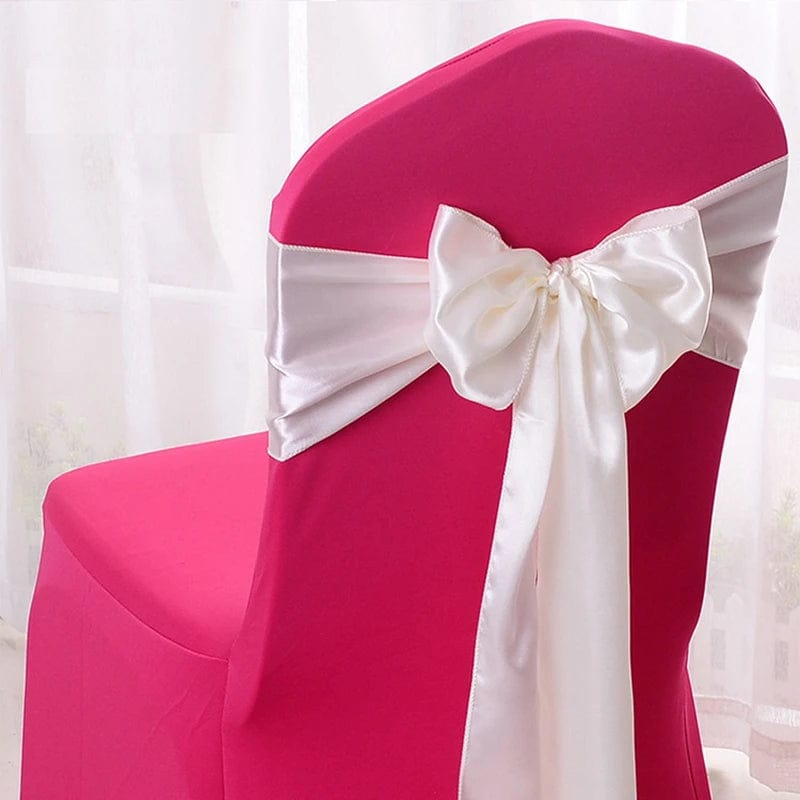  Showlu Fashion Store IVORY / 15x270 cm Satin Chair Sash Wedding Decoration Bow Tie Band Birthday Party Hotel Show Nice Design Shiny Colour