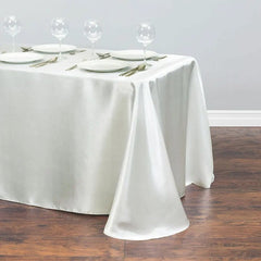  Showlu Fashion Store Ivory / 228x396cm-90x156inch Rectangular Table Cloth Satin Cloth Square Table Cloth suitable for buffet table party holiday dinner wedding banquet decoration