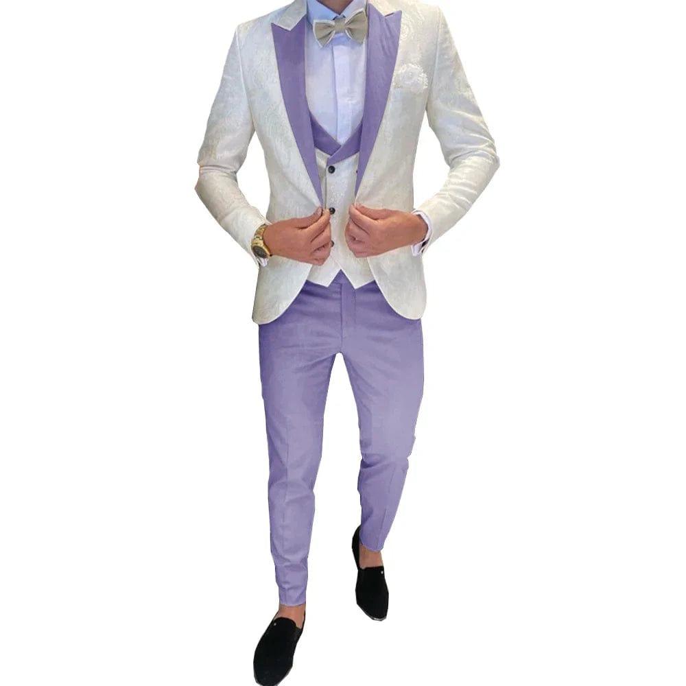 SHOWLU FASHION STORE Ivory Men's Wedding Groom Suit 3 Piece Jacket Pants Vest Formal Tuxedo Elegant Men's Custom Suit  Bow tie not Included