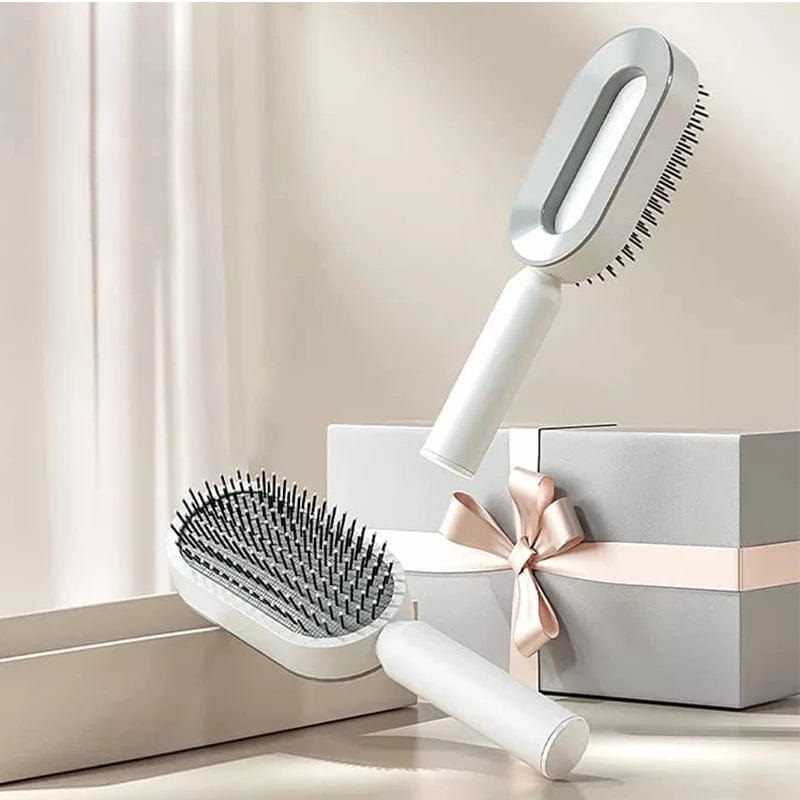  Showlu Fashion Store Ivory Self Cleaning Hair Brush, 3D Air Cushion Hair Brushes for Women, Airbag Massage Combs for Women, Hair Brush for Thick Hair