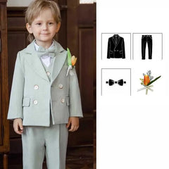  Showlu Fashion Store JACKET PANST TIE 2 / 120 21-25KG110-120CM Children Pink Elegant Photography Suit Boys Formal Ceremony Costume Kids Birthday Wedding Party Dress Performance Tuxedo Set