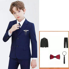 Showlu Fashion Store JACKET PANTS 2PCS / 7-8T 120-130CM Children Elegant Black Blue Wedding Suit Teenager Kids Photograph Blazer Party Performance Costume Boys Ceremony Tuxedo Dress