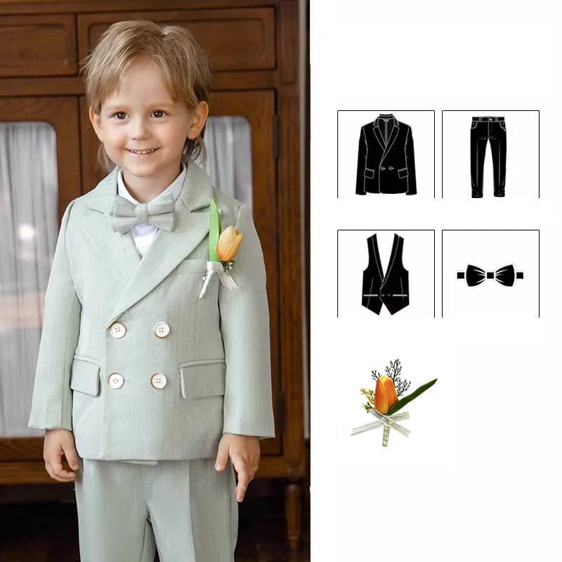 Showlu Fashion Store JACKET VEST PANTS 2 / 140 28-31KG130-140CM Children Pink Elegant Photography Suit Boys Piano Ceremony Costume Kids Birthday Wedding Party Dress Performance Stage Tuxedo