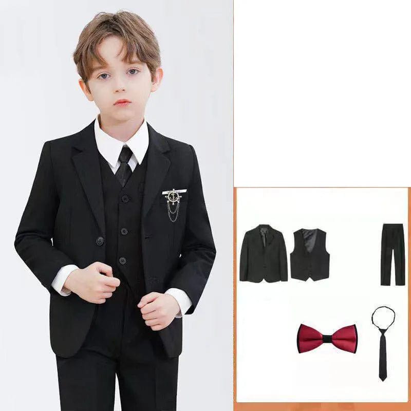 Showlu Fashion Store JACKET VEST PANTS / 4T 100-110CM Children Elegant Black Blue Wedding Suit Teenager Kids Photograph Blazer Party Performance Costume Boys Ceremony Tuxedo Dress