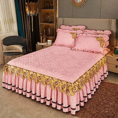 SHOWLU FASHION STORE Jade / Bed Sheet 150x200cm Plush Winter Warm Bedspread on The Bed Thickened Bed Skirt-style Embroidery Cotton Quilt Bedding Cover or Pillowcases