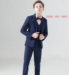 Showlu Fashion Store jakcet vest pans B / 4T Brand New Boys Formal Wedding Party Suits Sets Children Blazer Vest pants Tie 4PCS Clothing Sets Kids Performances Dress Costume