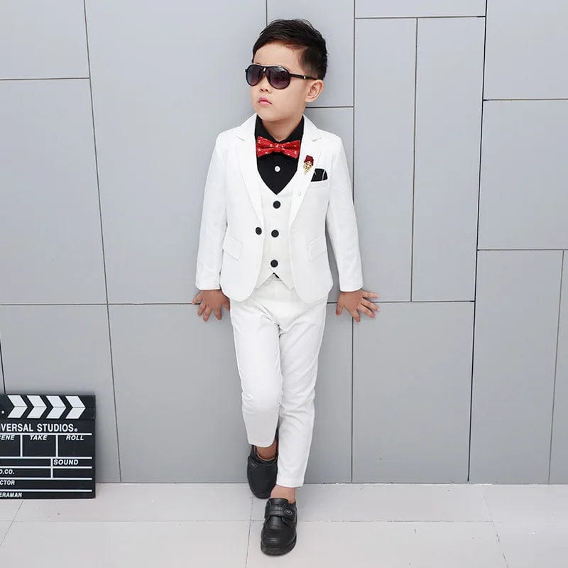 Showlu Fashion Store jakcet vest pans D / 6T Brand New Boys Formal Wedding Party Suits Sets Children Blazer Vest pants Tie 4PCS Clothing Sets Kids Performances Dress Costume