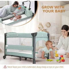 SHOWLU FASHION STORE JOYMOR 3 in 1 Baby Bedside Sleeper, Bed Side with Mattress and Sheet, Convert to Bassinet, Playpen, Foldable Travel Bassinet Bed