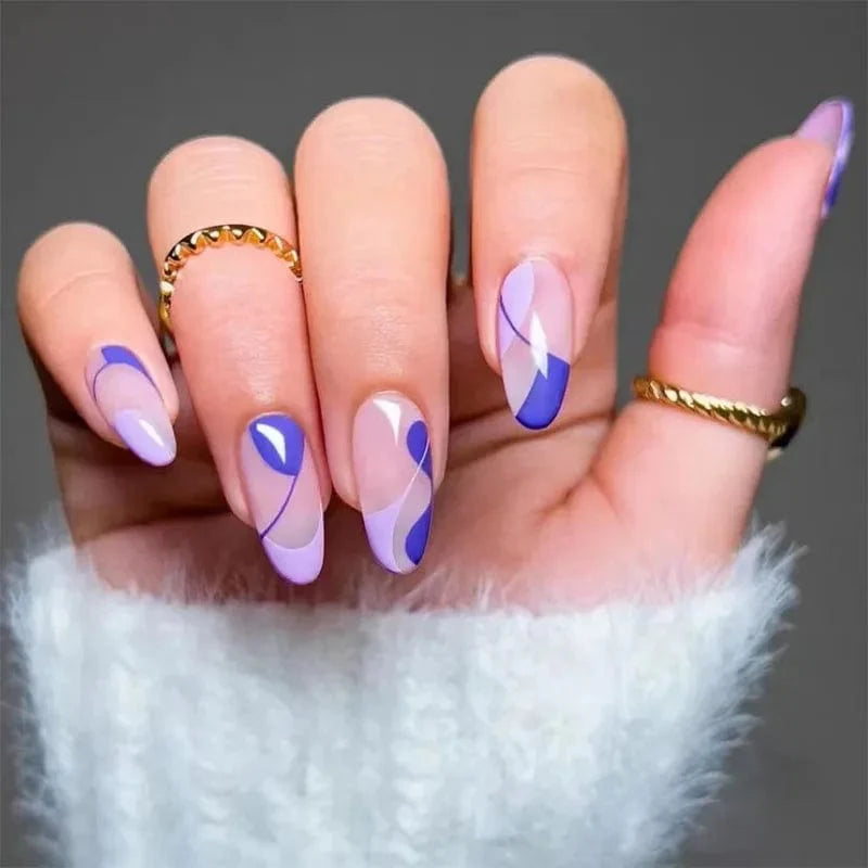 Light green stripe gradient press-on nails from Showlu Fashion Store, long coffin acrylic tips, 24pcs, seamless and removable false nails