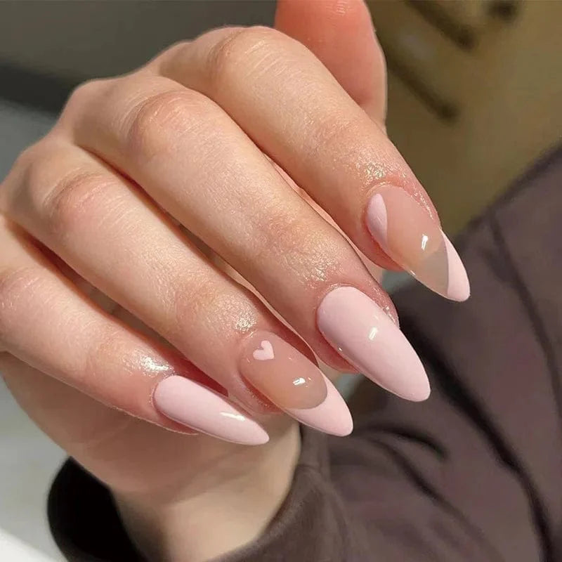 Light green striped press-on nails by Showlu Fashion Store, long coffin acrylic tips with gradient design, 24-piece set.